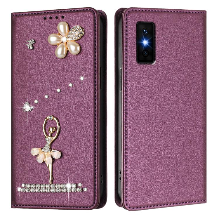 For Infinix GT 30 Pro Ballet Girl Diamond Studded RFID Vegan Leather Phone Case