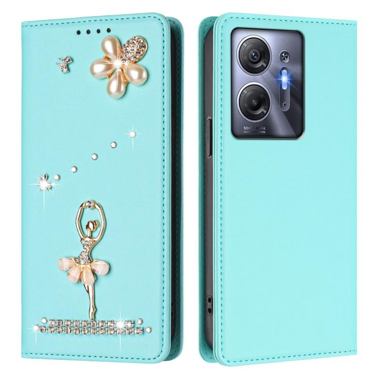 For Infinix Hot 30 5G Ballet Girl Diamond Studded RFID Vegan Leather Phone Case