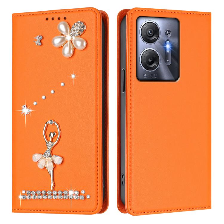 For Infinix Hot 30 5G Ballet Girl Diamond Studded RFID Vegan Leather Phone Case