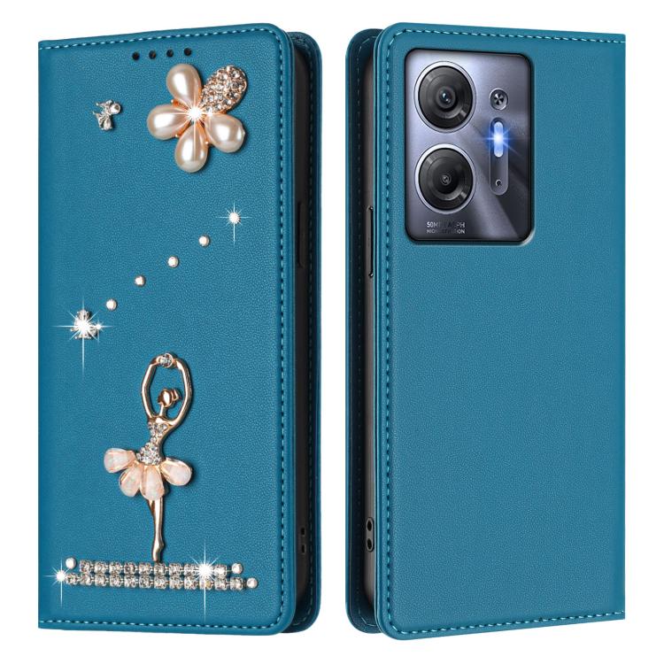For Infinix Hot 30 5G Ballet Girl Diamond Studded RFID Vegan Leather Phone Case