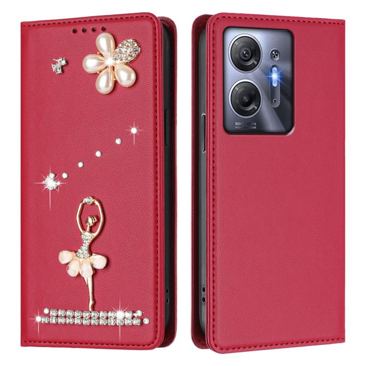 For Infinix Hot 30 5G Ballet Girl Diamond Studded RFID Vegan Leather Phone Case