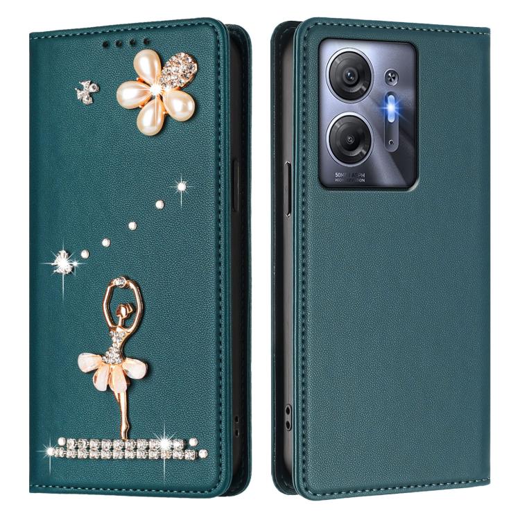 For Infinix Hot 30 5G Ballet Girl Diamond Studded RFID Vegan Leather Phone Case