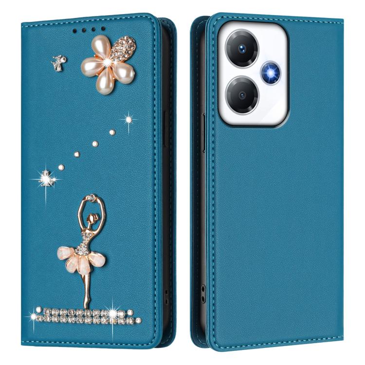 For Infinix Hot 30 Play NFC Ballet Girl Diamond Studded RFID Vegan Leather Phone Case