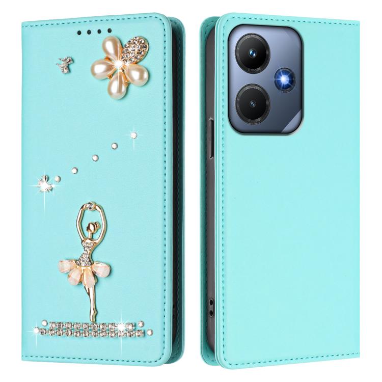 For Infinix Hot 30i Ballet Girl Diamond Studded RFID Vegan Leather Phone Case