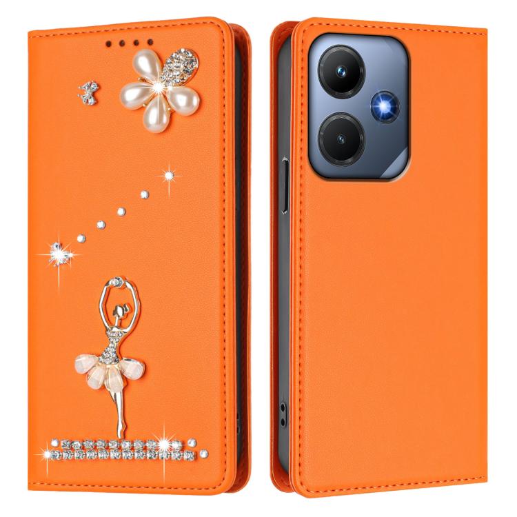 For Infinix Hot 30i Ballet Girl Diamond Studded RFID Vegan Leather Phone Case