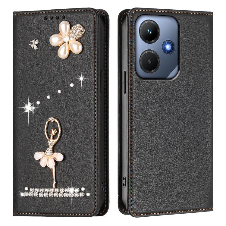 For Infinix Hot 30i Ballet Girl Diamond Studded RFID Vegan Leather Phone Case