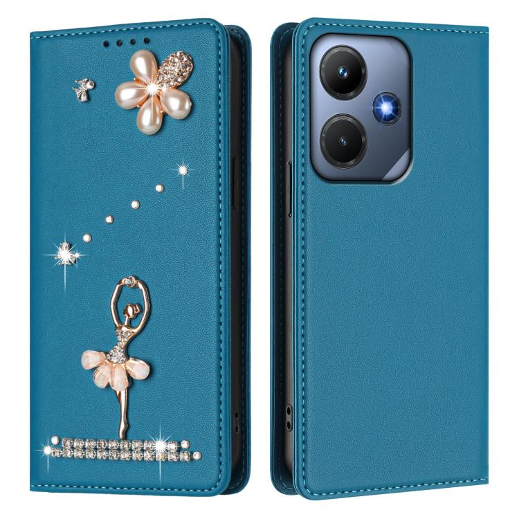 For Infinix Hot 30i Ballet Girl Diamond Studded RFID Vegan Leather Phone Case