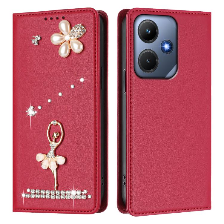 For Infinix Hot 30i Ballet Girl Diamond Studded RFID Vegan Leather Phone Case