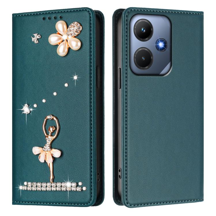 For Infinix Hot 30i Ballet Girl Diamond Studded RFID Vegan Leather Phone Case