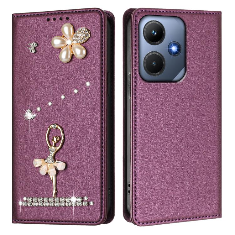 For Infinix Hot 30i Ballet Girl Diamond Studded RFID Vegan Leather Phone Case