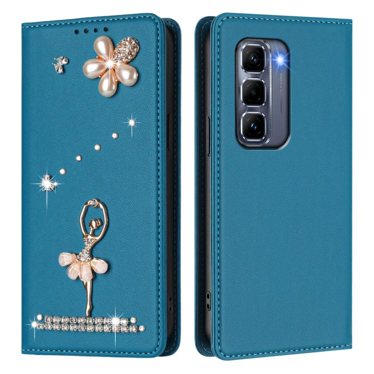 For Infinix Hot 50 Pro+ 4G Ballet Girl Diamond Studded RFID Vegan Leather Phone Case