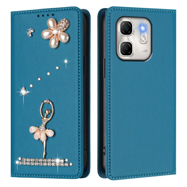 For Infinix Hot 50i / Smart 9 Ballet Girl Diamond Studded RFID Vegan Leather Phone Case