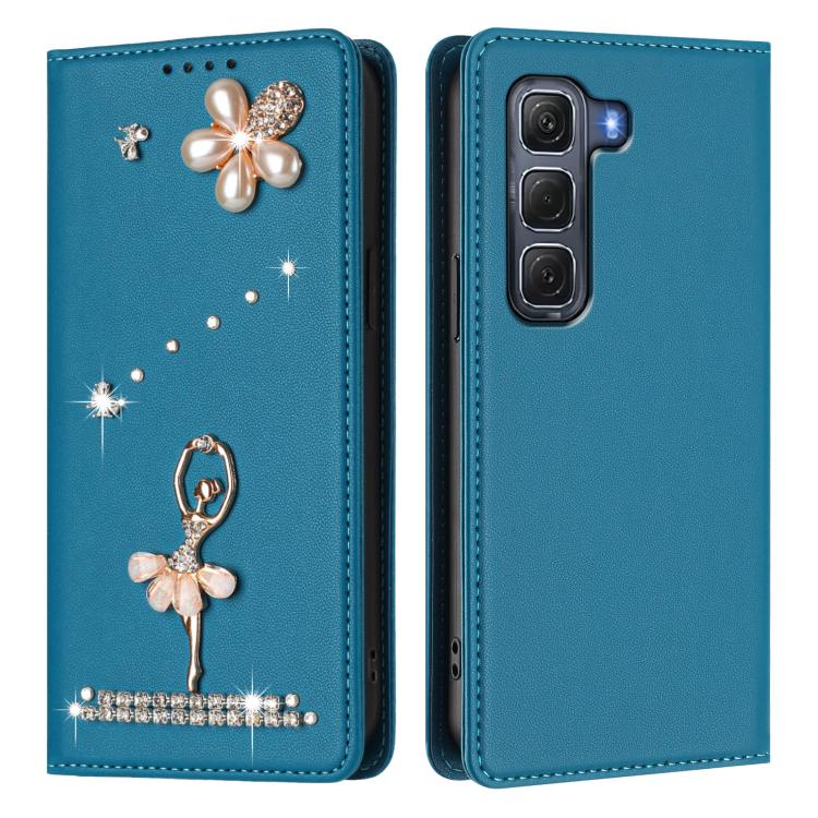 For Infinix Hot 60 Pro 4G Ballet Girl Diamond Studded RFID Vegan Leather Phone Case