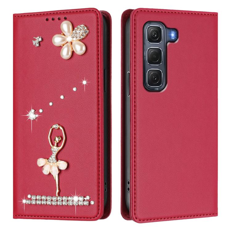 For Infinix Hot 60 Pro 4G Ballet Girl Diamond Studded RFID Vegan Leather Phone Case