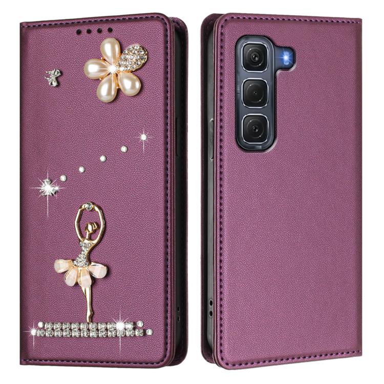 For Infinix Hot 60 Pro 4G Ballet Girl Diamond Studded RFID Vegan Leather Phone Case