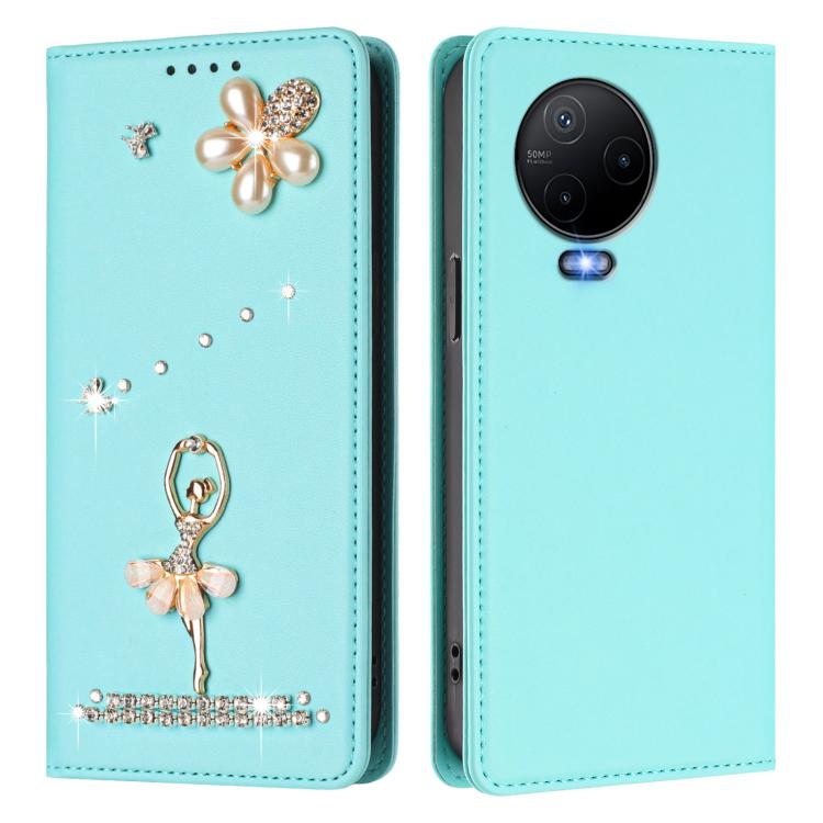 For Infinix Note 12 2023/Note 12 Pro 4G Ballet Girl Diamond Studded RFID Vegan Leather Phone Case