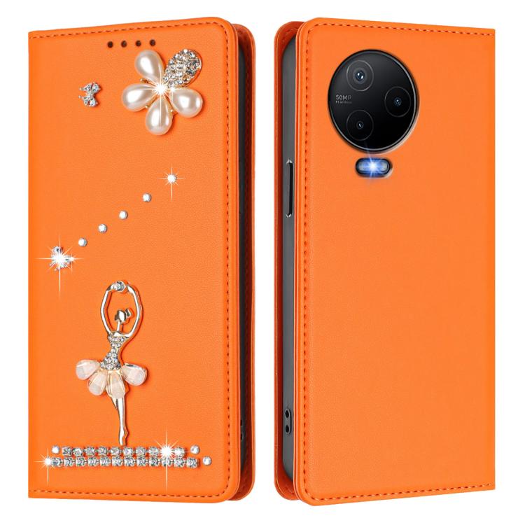 For Infinix Note 12 2023/Note 12 Pro 4G Ballet Girl Diamond Studded RFID Vegan Leather Phone Case
