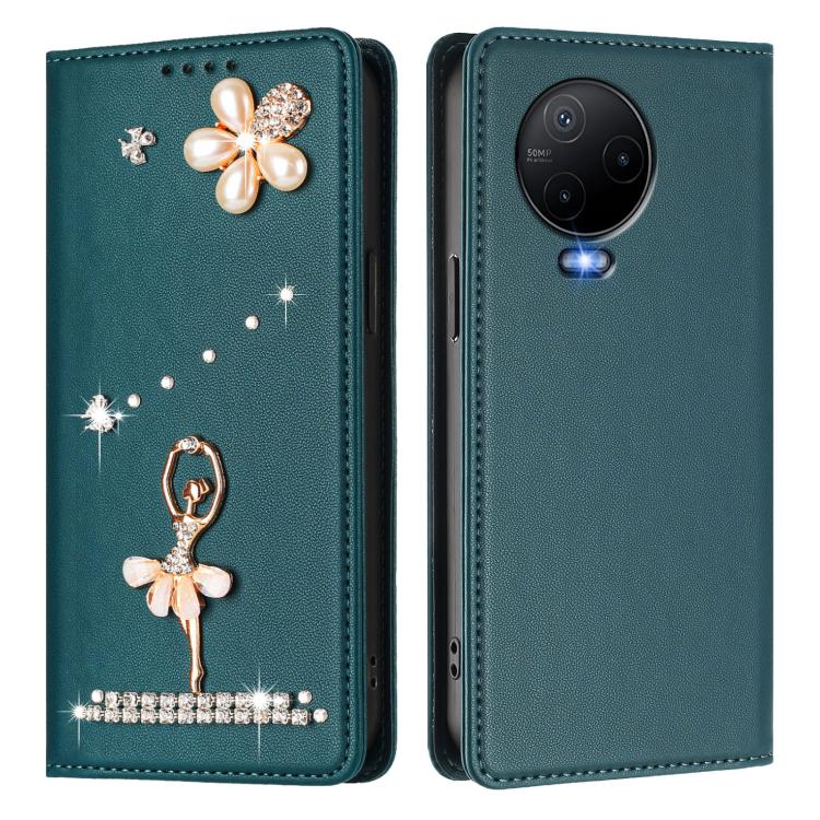 For Infinix Note 12 2023/Note 12 Pro 4G Ballet Girl Diamond Studded RFID Vegan Leather Phone Case