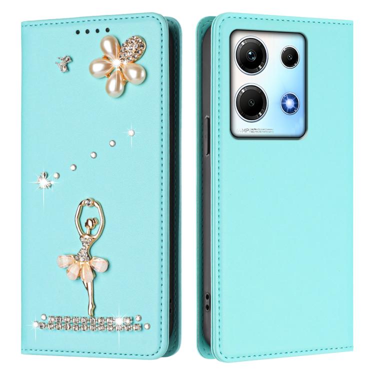 For Infinix Note 30 / Note 30 5G Ballet Girl Diamond Studded RFID Vegan Leather Phone Case