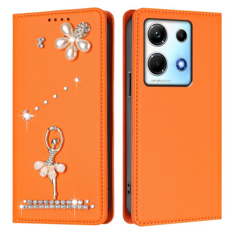 For Infinix Note 30 / Note 30 5G Ballet Girl Diamond Studded RFID Vegan Leather Phone Case