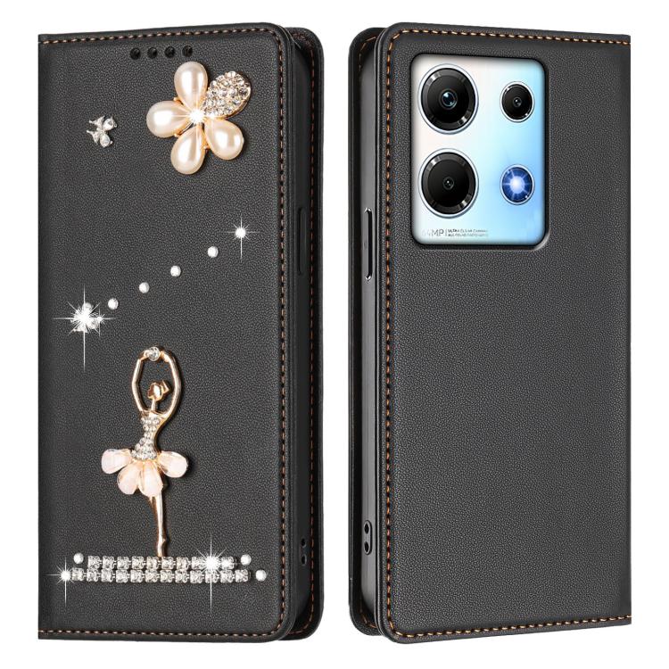 For Infinix Note 30 / Note 30 5G Ballet Girl Diamond Studded RFID Vegan Leather Phone Case