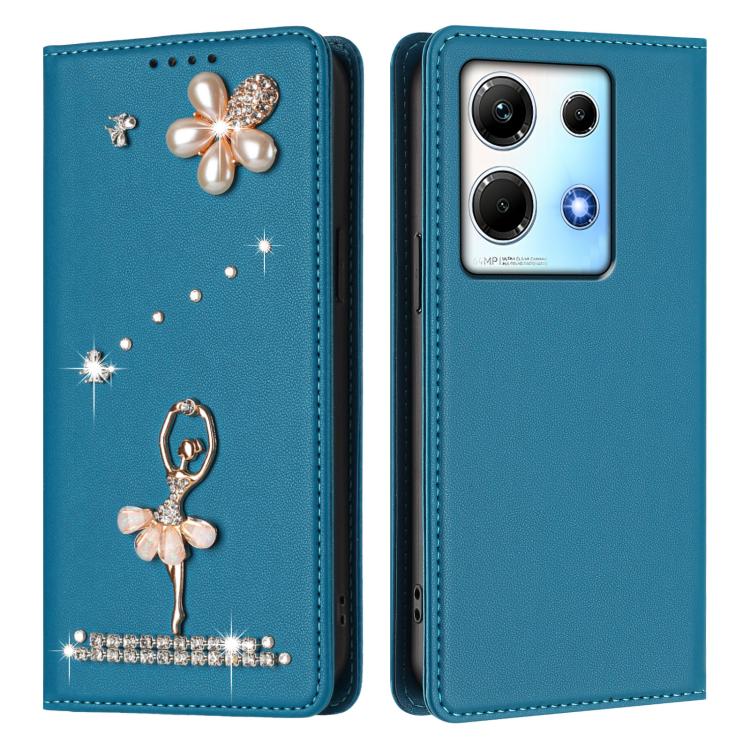 For Infinix Note 30 / Note 30 5G Ballet Girl Diamond Studded RFID Vegan Leather Phone Case