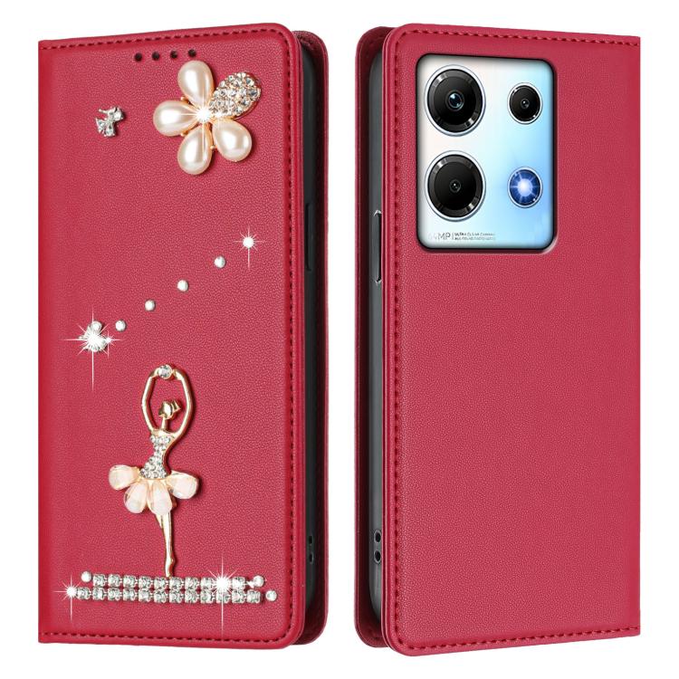 For Infinix Note 30 / Note 30 5G Ballet Girl Diamond Studded RFID Vegan Leather Phone Case