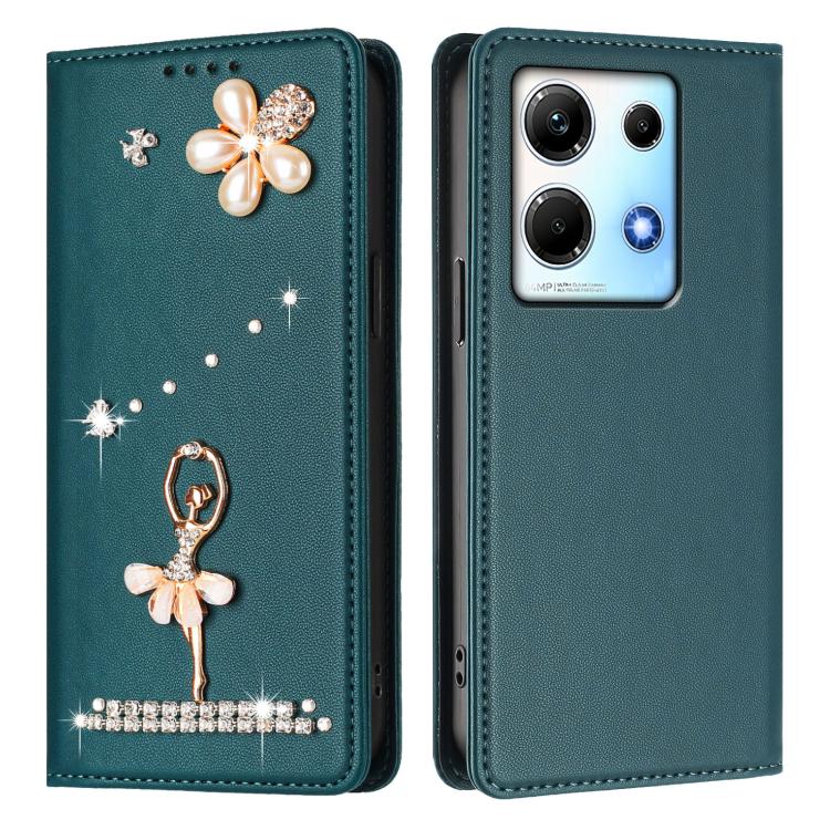 For Infinix Note 30 / Note 30 5G Ballet Girl Diamond Studded RFID Vegan Leather Phone Case