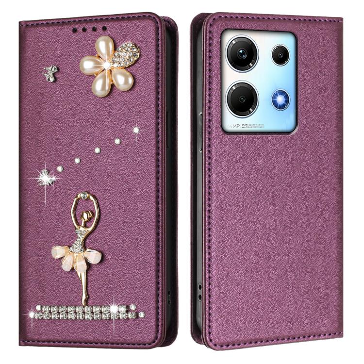 For Infinix Note 30 / Note 30 5G Ballet Girl Diamond Studded RFID Vegan Leather Phone Case