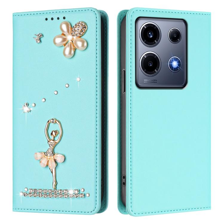 For Infinix Note 30 VIP Ballet Girl Diamond Studded RFID Vegan Leather Phone Case