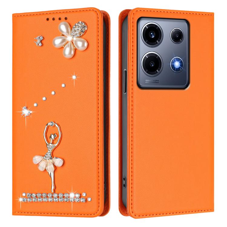 For Infinix Note 30 VIP Ballet Girl Diamond Studded RFID Vegan Leather Phone Case