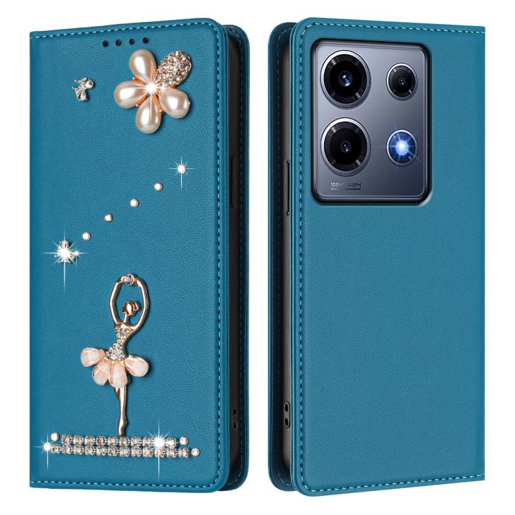 For Infinix Note 30 VIP Ballet Girl Diamond Studded RFID Vegan Leather Phone Case