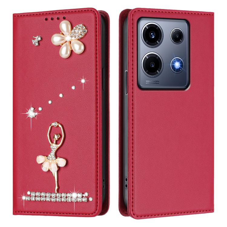 For Infinix Note 30 VIP Ballet Girl Diamond Studded RFID Vegan Leather Phone Case