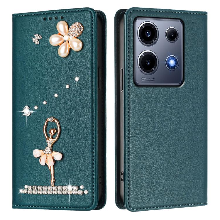 For Infinix Note 30 VIP Ballet Girl Diamond Studded RFID Vegan Leather Phone Case