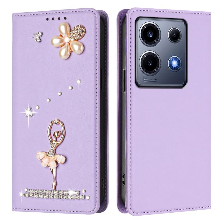 For Infinix Note 30 VIP Ballet Girl Diamond Studded RFID Vegan Leather Phone Case