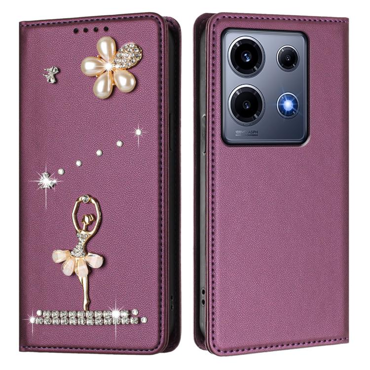 For Infinix Note 30 VIP Ballet Girl Diamond Studded RFID Vegan Leather Phone Case
