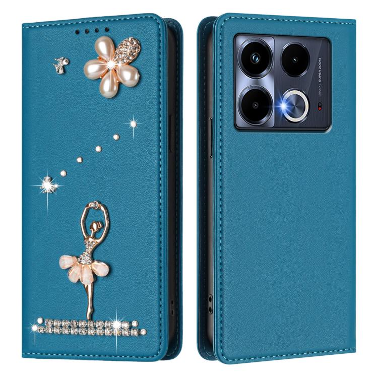 For Infinix Note 40 Ballet Girl Diamond Studded RFID Vegan Leather Phone Case