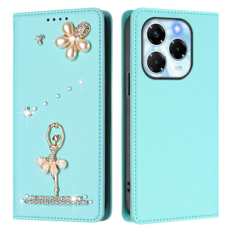 For Infinix Note 40X 5G Ballet Girl Diamond Studded RFID Vegan Leather Phone Case