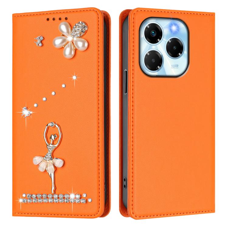 For Infinix Note 40X 5G Ballet Girl Diamond Studded RFID Vegan Leather Phone Case
