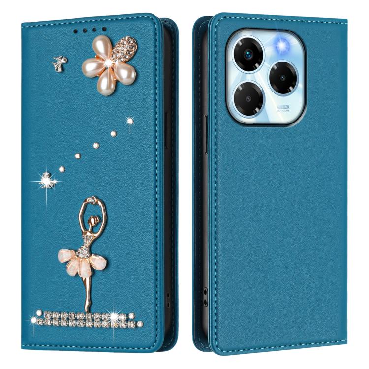 For Infinix Note 40X 5G Ballet Girl Diamond Studded RFID Vegan Leather Phone Case