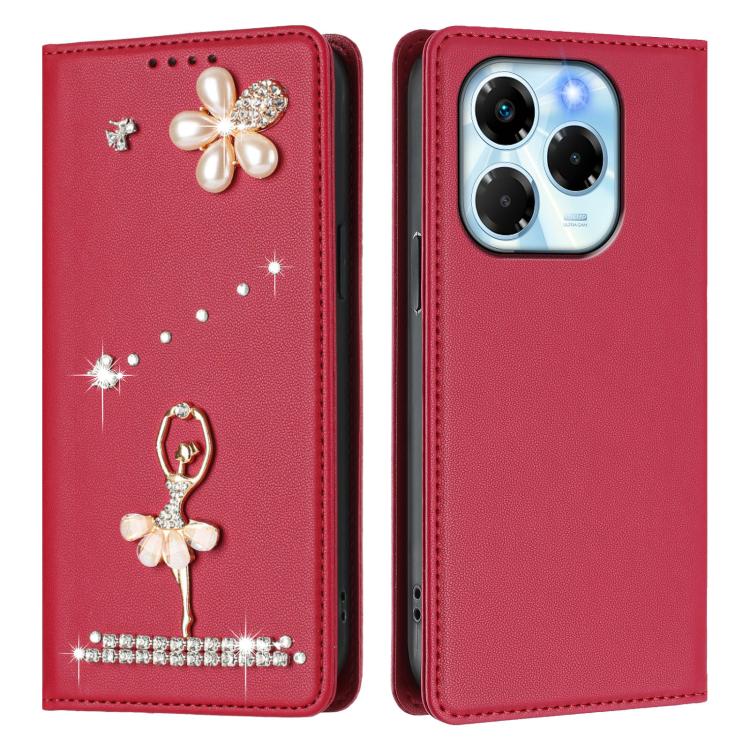For Infinix Note 40X 5G Ballet Girl Diamond Studded RFID Vegan Leather Phone Case