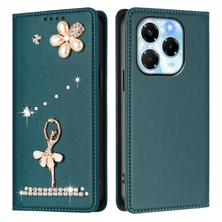 For Infinix Note 40X 5G Ballet Girl Diamond Studded RFID Vegan Leather Phone Case
