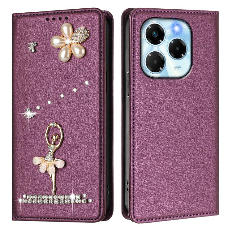 For Infinix Note 40X 5G Ballet Girl Diamond Studded RFID Vegan Leather Phone Case