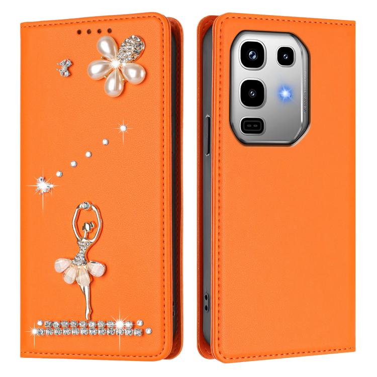 For Infinix Note 50 4G/Note 50 Pro 4G Ballet Girl Diamond Studded RFID Vegan Leather Phone Case