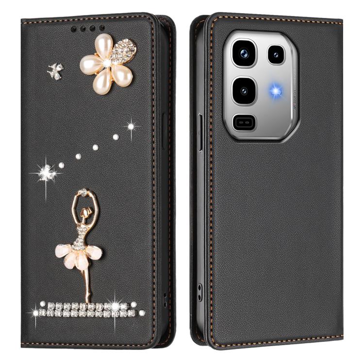 For Infinix Note 50 4G/Note 50 Pro 4G Ballet Girl Diamond Studded RFID Vegan Leather Phone Case