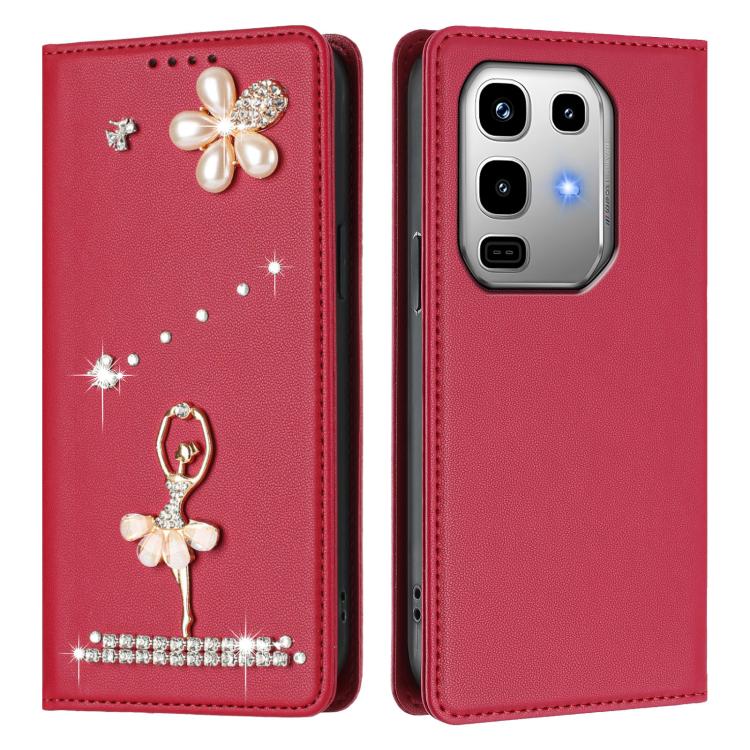 For Infinix Note 50 4G/Note 50 Pro 4G Ballet Girl Diamond Studded RFID Vegan Leather Phone Case
