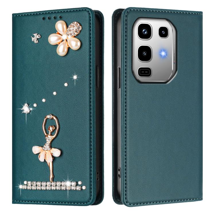For Infinix Note 50 4G/Note 50 Pro 4G Ballet Girl Diamond Studded RFID Vegan Leather Phone Case