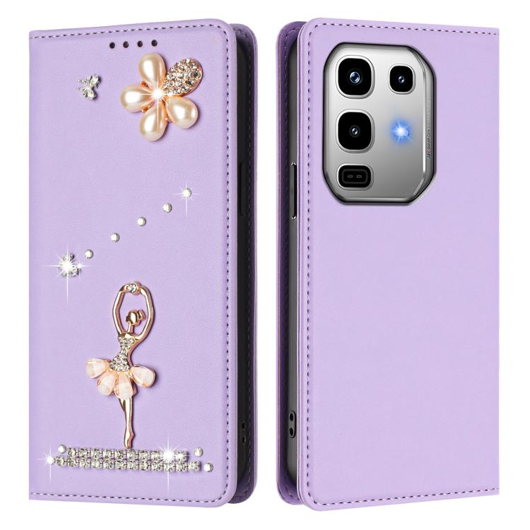 For Infinix Note 50 4G/Note 50 Pro 4G Ballet Girl Diamond Studded RFID Vegan Leather Phone Case