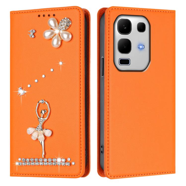 For Infinix Note 50S Ballet Girl Diamond Studded RFID Vegan Leather Phone Case