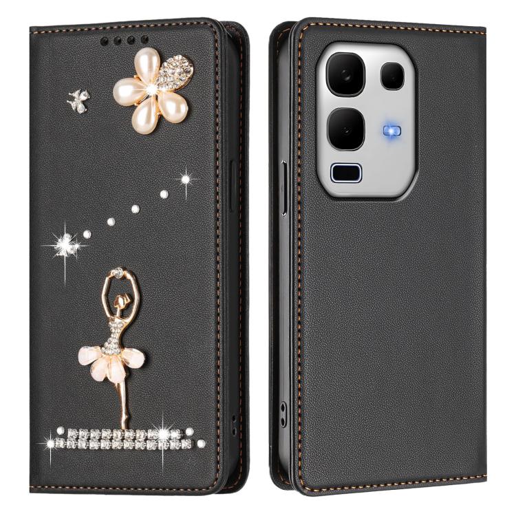 For Infinix Note 50S Ballet Girl Diamond Studded RFID Vegan Leather Phone Case